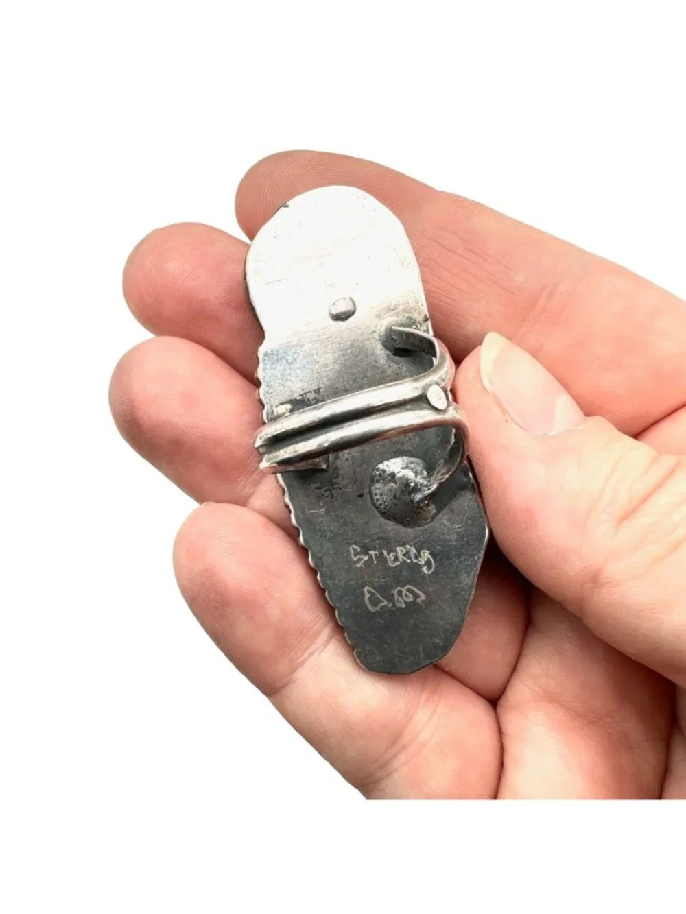 Native American Womens Mens Ring Sterling Silver Agate Ring Huge Statement